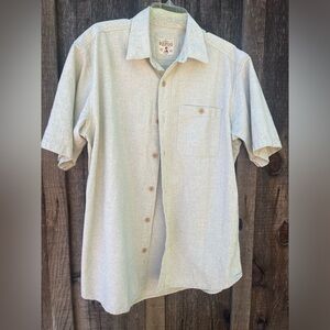 Men’s RED HEAD Brand Cottin Button Down OUTDOORS Shirt Large Khaki Tan